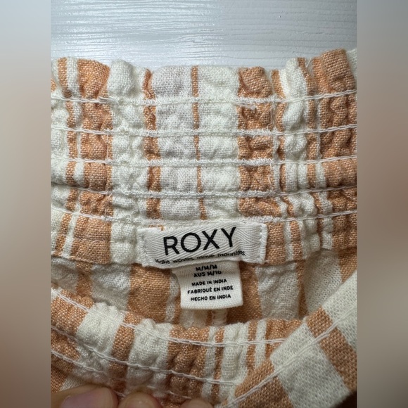 Roxy Oceanside Women’s Shorts Size Medium Striped Tan - Picture 2 of 4